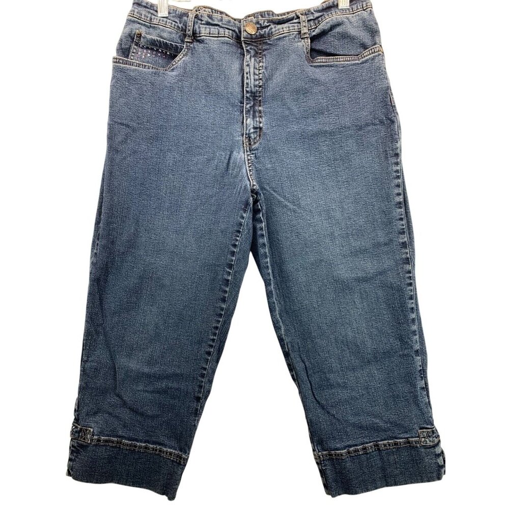 FDJ French Dressing Jeans Womens Pants 16 Suzanne Cropped Diamond Denim Sparkle